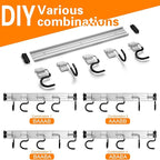 34.5'' Aluminum Alloy Garden Tool Organizer Wall Mount Garage Organizers and Storage with Hooks Tool Hangers for Shed Hooks for Shovel, Rake, Broom & More