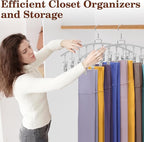 2 Pack Legging Organizer for Closet 360° Swivel, Metal Gym Clothes Organizer w/20 Clips Holds 20 Leggings, Hangers Space Saving, Closet Organizers and Storage, Room Organization Essentials, Grey
