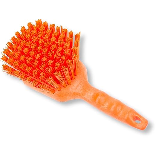 SPARTA 40541EC24 Plastic Scrub Brush, Utility Brush, Kitchen Brush With Hanging Hole For Cleaning, 8 Inches, Orange