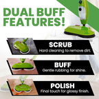 H2O X5 Dual Buff Steam Mop, 8 in 1 Handheld Steam Cleaner For Kitchen Tile Floors, Hardwood Floors, Grout Cleaner, Upholstery Cleaner and Carpets, 2 washable scrub pads, 11 cleaning accessories