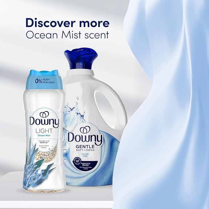 Downy Light Laundry Scent Booster Beads, Ocean Mist Scent, 24 OZ, In-wash fabric beads designed to be gentle with a light boost of scent, No Heavy Perfumes