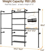 ONBRILL H3 Wall Mounted Closet System, Expandable Industrial Pipe Clothes Rack Clothing Rack for Hanging Clothes, Heavy Duty Closet Organizers and Storage in Wardrobe Closet, Black