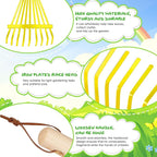 2Pcs Kids Rake Garden Tool Set Toy,Child Size Lawn Small Rakes and Garden for Leaves,Wooden Gardening Toy Rakes with Detachable Handles Outdoor Toys Gift for Boys and Girls (Green+Yellow)