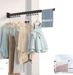 PLKO Retractable Clothes Drying Rack,Wall Mounted Clothes Hangers，Space Saver Laundry Drying Rack for Balcony,Laundry,Bathroom,Patio and Bedroom (2-Pole Black)