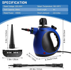 Klona Handheld Steam Cleaner, Steam Cleaner for Home with 10 Accessory Kit, Multipurpose Portable Upholstery Steamer Cleaning with Safety Lock to Remove Grime, Grease, and More