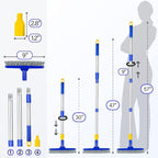 ITTAR Grout Brush with Long Adjustable Handle, Swivel Scrub Brush, V-Shape Grout Line Scrubber with Stiff Bristle for Deep Cleaning Tile Grout, Shower, Kitchen, Hard-to-Reach Corners