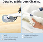 Casabella Power Scrubber Handheld Electric Spin Detail Scrubber for Cordless Cleaning Ergonomic Construction IPX 6 Water Resistance 440RPM Includes 3 Cleaning Heads, 10.4-Inch, White