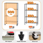 FDW 4-Tier Wire Shelving Unit Adjustable Garage Shelving 1400 lbs Weight Capacity Storage Shelves with Wheels for Home Kitchen Garage Commercial, 14" Dx36 Wx62 H, Black