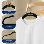 30 Pieces Velvet Hangers - Space Saving Heavy Duty Slim Suit Clothes Hanger Set with 360 Degree Swivel Metal Hook, Can Hold Up to 10 Lbs. for Coats, Jackets, Pants & Dress (Black)