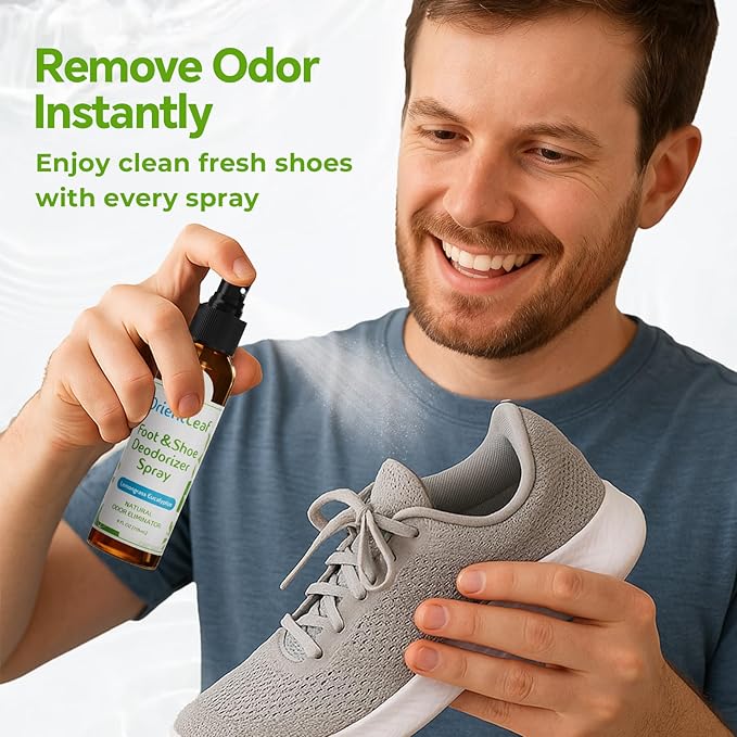 Shoe Deodorizer Spray 4 Fl Oz & Travel Size 1 Fl Oz, Shoe Spray for Smelly Shoes Eucalyptus Lemongrass