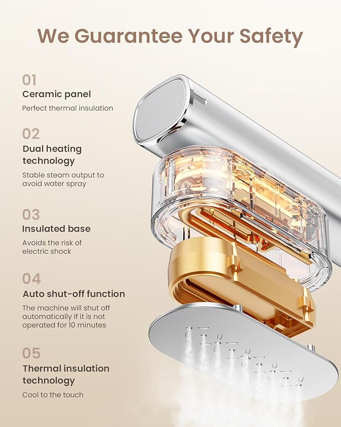 Travel Steamer for Clothes,100-240V Portable Garment Steamer, Steamer＆Iron 2 In 1,30s Fast Heat-up,120ml Water Tank,Large Ceramic Heat Panel,HandheldSteamer for Global ＆ Europe Traveling,Silver