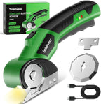 Cardboard Cutter, Rechargeable Cordless Electric Scissors, 4V Upgrade Motor Electric Box Cutter with 2 Blades, Safety Lock & LED Light, Powerful Cutting for Cardboard Box, Plastic, Leather
