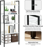 NUMENN Bookshelf, 5 Tier Bookshelves, Home Office Bookcase Shelf Storage Organizer, Free Standing Storage Shelving Unit for Bedroom, Living Room and Home Office, White Marble