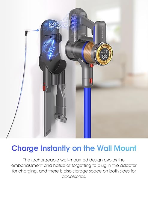 UNINELL HOME Cordless Vacuum Cleaner,45000Pa/450W Vacuum Cleaners for Home with 60Mins Runtime,Lightweight Anti-Tangle Stick Vacuum,Wall-Mount Charging,Vacuum Cordless with Attachments for Pet Hair
