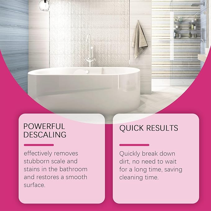 Gefanly Bathroom Cleaner, 20 Fl Oz Powerful Pink Bathroom Cleaner Spray, Bathrooms Descaler Foam Cleaners for Sink Tub Floor Tile (2pcs)