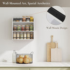 3 Tier Wooden Spice Rack, Seasoning Jars Rack Shelf Spice Organizer for Countertop or Wall Mount, Vertical Spice Holder for Kitchen Counter, Cabinet, Pantry, White