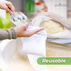 purifyou Set of 10 Reusable Produce Bags - Large (12x14), Farmers Market Bags, Washable Shopping Bags, Gift Bags, Storage for Fruits, Vegetables, Toys, Groceries, Kitchen and Home Organizer