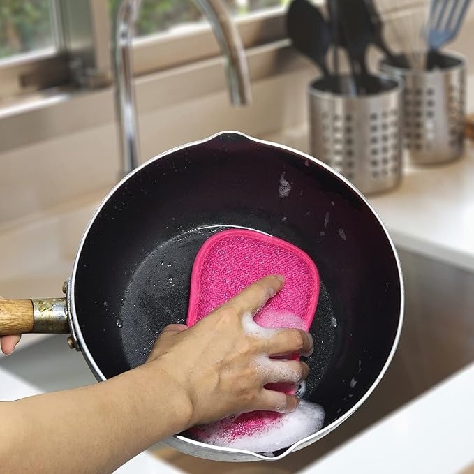 Kitchen Dish Sponge Scrubber Non Scratch, Dishcloth No Odor Reusable Washable Multipurpose Scrub Pads Sponges Heavy Duty for Dawn Dish Soap Cleaning of Sink Pans