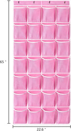 KEEPJOY 28 Pocket Over The Door Shoe Organizer, 2Pack Hanging Shoe Organizer for Door, Hanging Door Shoe Holder Rack with Mesh Pockets Large Size 65 x 23 inch (Pink-2Pack)