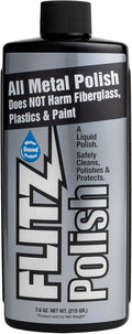 Flitz Multi Purpose Metal Polish Liquid - 7.6oz Bottle of USA-Made Tarnish Remover - For Aluminum, Chrome, Brass, Nickel, Silver - Non-Abrasive Metal Cleaner and Polish, Restorer (1 Pack)