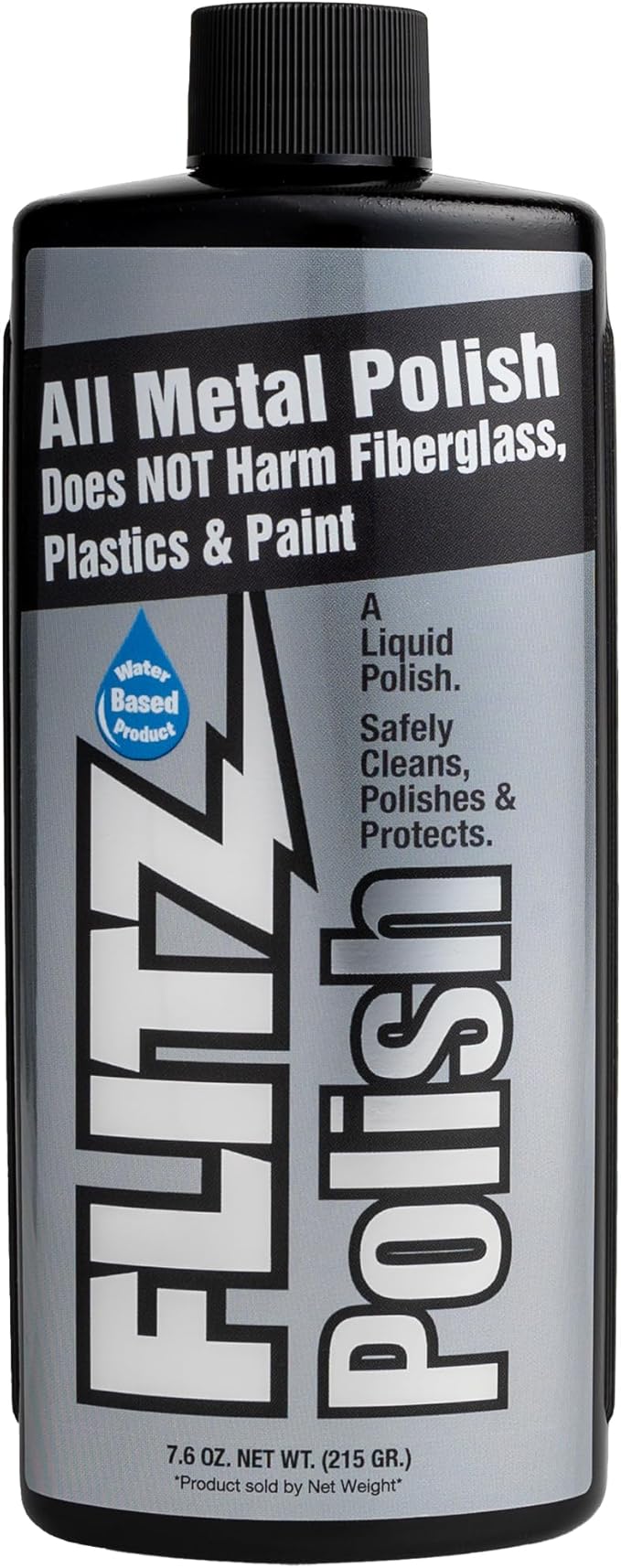 Flitz Multi Purpose Metal Polish Liquid - 7.6oz Bottle of USA-Made Tarnish Remover - For Aluminum, Chrome, Brass, Nickel, Silver - Non-Abrasive Metal Cleaner and Polish, Restorer (1 Pack)