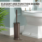 Toilet Brush and Holder 2 Pack, Toilet Bowl Brush with Extra Long Handle, Toilet Scrubber and Covered Holder, Toilet Brushes for Bathroom-Space Saving, Covered Brush, Durable, Deep Cleaning(Bronze)