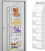 Ultra Sturdy 5-Shelf Over The Door Hanging Pantry Organizer with Clear Plastic Pockets - Large Capacity Room Organizer for Closet, Bedroom, Nursery, Bathroom & Sundries (28lb Load)