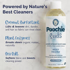 Poochie Suds Pet Laundry Detergent, Enzyme Cleaner and Odor Remover, Hypoallergenic and Fragrance-Free Pet Safe Detergent for Dog and Cat Bedding, Blankets, Toys and Gear, Made in USA, 16 fl oz