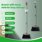Still Bristle Broom to Sweep Snow, Heavy Duty Broom with Collapsible Handle, Ideal for Indoor Outdoor Hardwood Floors Kitchen Salon Camping Cat Pets Hair Home Room Office, Sturdy and Durable, Gray