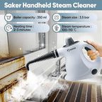 Saker Handheld Steam Cleaner,Portable Steam Cleaner for Home,Powerful 1050W Steam Cleaner Set,Includes 9 Attachments for Quick Heating & Deep Cleaning of Floors, Cars, and Kitchen(5 Fiber Cloths)