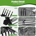 2-in-1 Hoe Garden Tools, 17-58" Weed Puller Tool with Long Handle, Heavy Duty Handle Garden Hoe and Weed Rake, Hoes for Gardening Yards Lawns Gardens Weeding