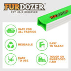 FurDozer Pet Hair Remover & Auto Detailing Tools - Cat & Dog Hair Remover for Carpets, Car Interiors, Couches, Bedding, & Pet Furniture (Green, (2 Pack) - X3 PRO)