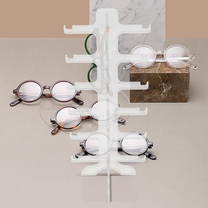 Multi-Layer Plastic Sunglasses Display Rack Eyeglasses Holder Stand 6-Tier Eyewear Organizer for Desktop Storage and Display