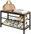3-Tier Shoe Rack Bench - Entryway Organizer with Shoe Storage, Sturdy Shoe Shelf for Front Door, Small Space Saving Furniture, Brown, 27.2" x 12.0" x 15.9"