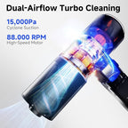 Car Vacuum Portable Cordless, Handheld Vacuum Cleaner & Blower 4-in-1, 15,000Pa Handy Vacuum Brushless Motor, 2800mAh Battery, for Cars, Keyboards, Office, Home, Pet