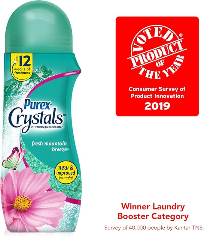 Purex Crystals in-Wash Fragrance and Scent Booster, Fresh Mountain Breeze, 15.5 Ounce (Pack of 4)