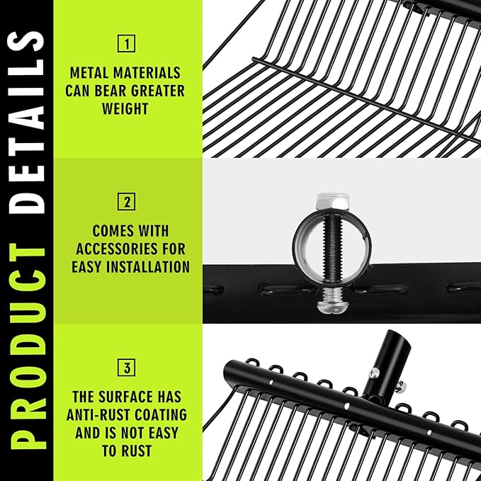 Tandefio 2 Pack Pitchfork Replacement Head Metal Horse Manure Rake Gardening Pitch Fork with Angled Tines for Horse Stall Poop Picking up(Black)