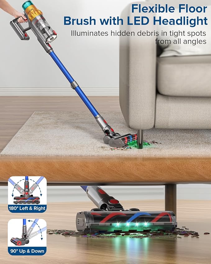 S8 Cordless Vacuum Cleaner, 600W 48Kpa 65mins Stick Vacuum Rechargeable, Wireless Lightweight Handheld Vacuum Cleaners for Home Pet Hair Carpet Hardwood Floor Car