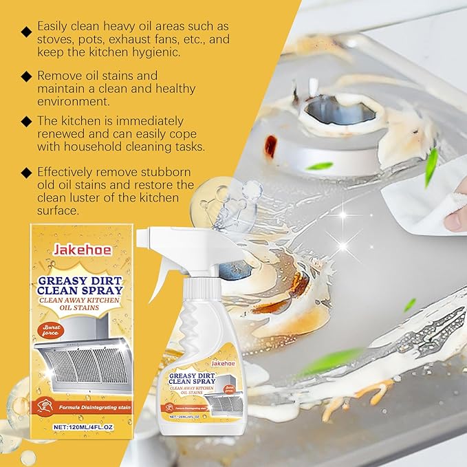 Greasy Dirt Clean Spray, Degreaser Cleaner Heavy Duty, Kitchen Cleaner, All Purpose Stain Removal Cleaners, Oven And Grill Cleaners Clean Up Kitchen Oil Stains(3, pc-120ml)