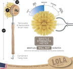 Lola Products - The Original - Tampico Vegetable & Dish Wood Brush, 3" Head, Sustainable, Tampico Bristles, Easy Head Only Replacement, 1 Pack