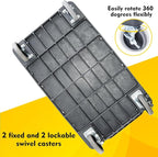 ELAFROS Heavy Duty Plastic Utility Cart Flat top 37 x 18.8 Inch - Work Cart Flat Shelves and 2 Swivel 2 Fixed Wheels Safely Holds up to 550 lbs - 2 Tier Service Cart Mail cart, Gray