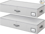 GRANNY SAYS 2 Pack Large Under Bed Storage, Underbed Organizer with Zipper Lid for Bedroom, Grey Clothing Storage Bins for Blankets, Clothes, Shoes