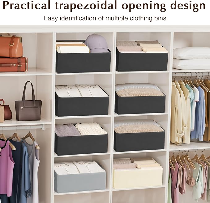 Storage Bins Cube Storage Organizer - 1 Pack Fabric Trapezoid Storage Cubes for Bins and Baskets for Shelves Collapsible Non-Separating Trapezoidal Flared Cube Organizer, Black