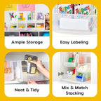 IRIS USA Clear Plastic Stackable Storage Bins, Medium - 8 Pack, Open Front Fridge Pantry Kitchen Closet Cabinet Bathroom Organizer Basket for Organizing Snack, Cans, Office Supplies, and Coffee Pods