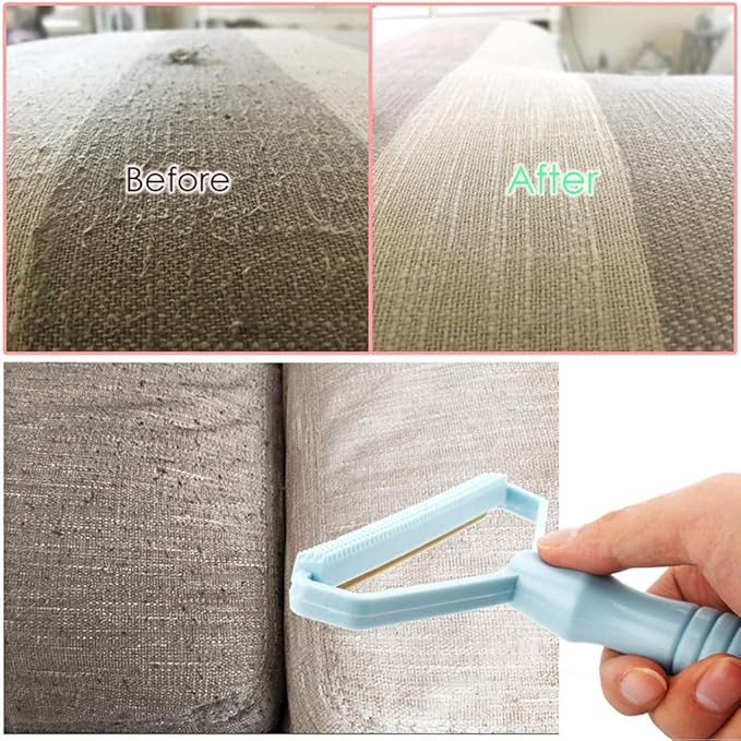 2 Pack Portable Lint Remover, Manual Fabric Shaver, Reusable Pet Hair Remover for Carpet, Clothing, Furniture, Couch Blue Pink 2pcs