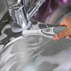 Electric Cleaning Brush with 4 in 1 Multiple Brush Heads, Indoor Household Cordless Motorized Brush for Bathroom Toilet Kitchen Tile Crevice(Grey)