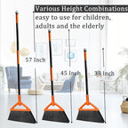 4 PCS Outdoor Indoor Broom, Brooms for Sweeeping Indoor, Heavy-Duty Kitchen Broom with Long Pole, Angle Broom Orange for Garages Restaurant Courtyard Office Slidewalk Lobby Sweep Dust