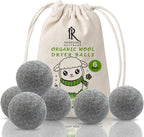 RAYTRADE Wool Dryer Balls 6-Pack 100% Made of Organic New Zealand Wool Reduces Clothing Wrinkles and Saves Drying Time Reusable Natural Fabric Softener Stocking Stuffer Gifts (Gray)