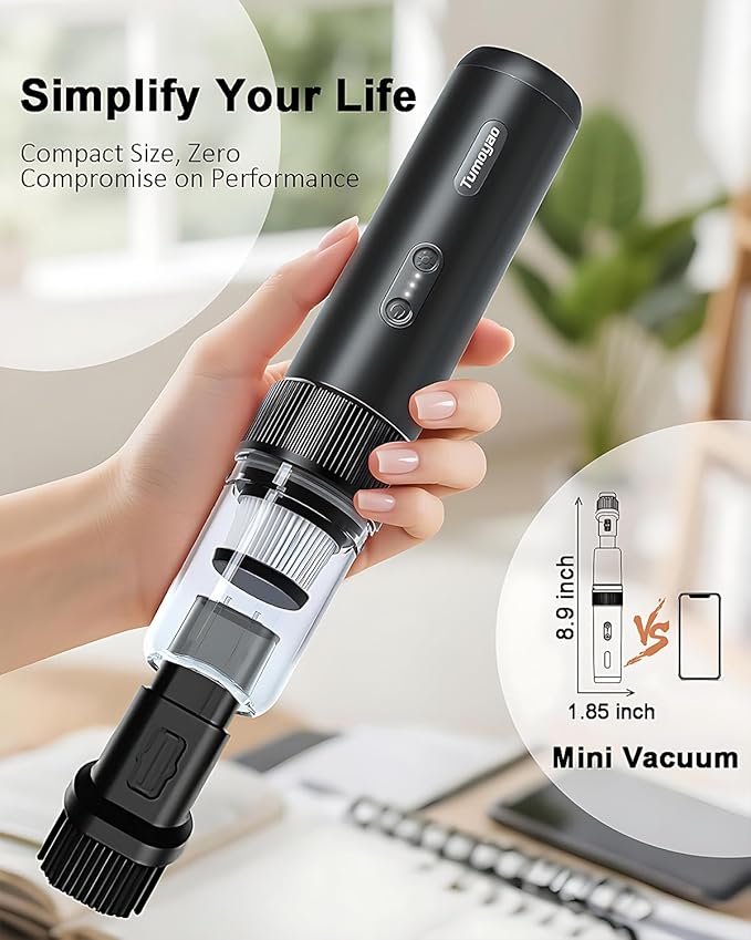 Car Vacuum Portable Cordless, 21000PA Handheld High Power Suction & Blower, Small Cordless Handheld Vacuum Cleaner for Car, Home, Office