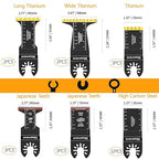 65PCS Oscillating Tool Blades for Metal Wood Cutting, Extra Wide & Long Titanium, Japanese Teeth Saw Blades Compatible with Dewalt, Dremel, Milwaukee, Multitool Blades Cuts Wood, Nails, Drywall